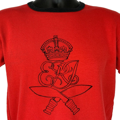 Rey Eduardo VII Gurkha Rifles Vintage Camiseta Ejército Indio Británico Camiseta Roja Pequeña