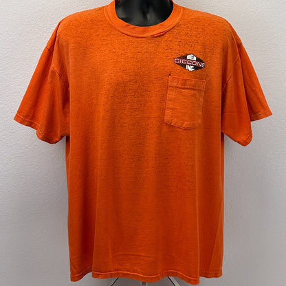 Vintage Distressed Ben Ciccone Inc T Shirt Mens XL X-Large Orange Construction