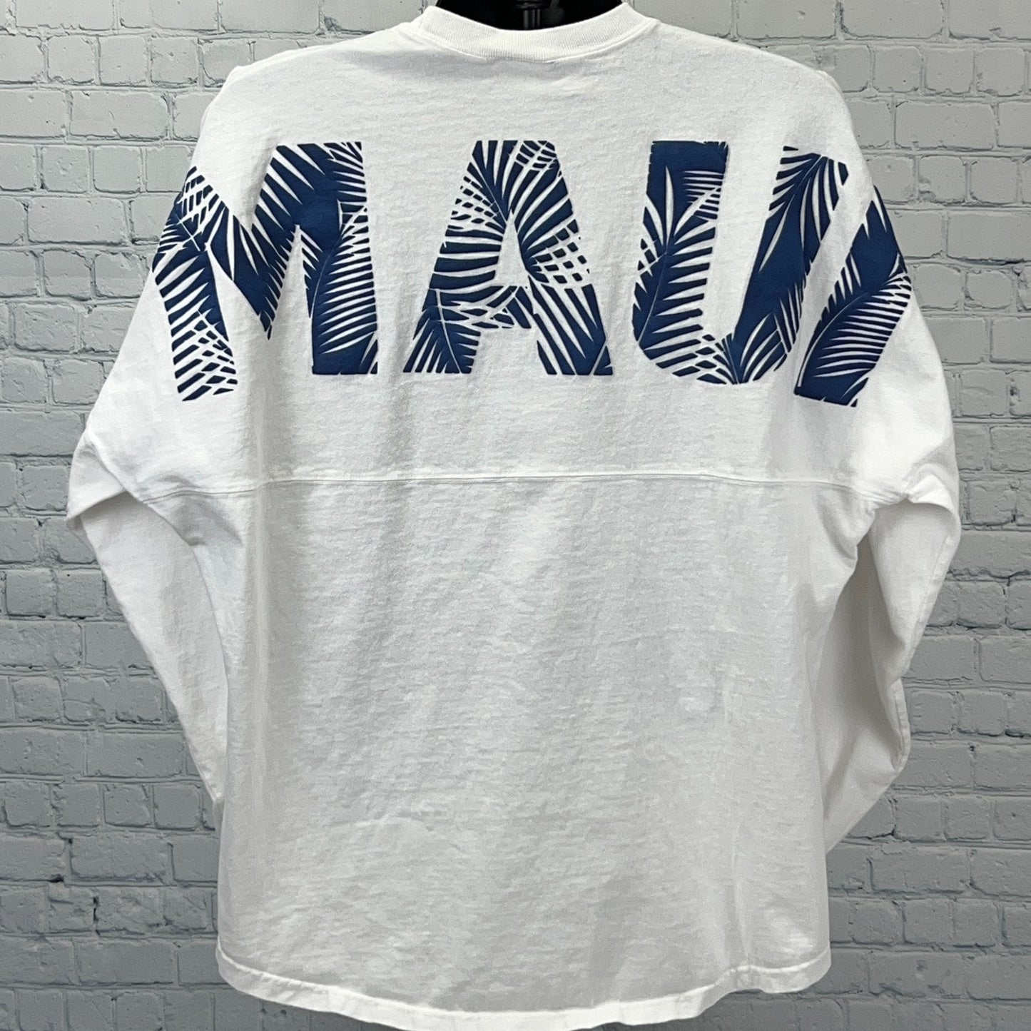 Maui Hawaii Spirit Jersey T Shirt Palm Tree Beach Long Sleeve White Tee L Large
