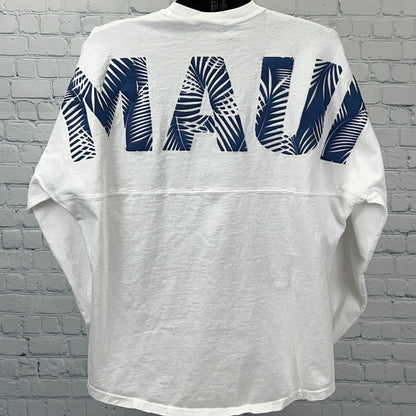 Maui Hawaii Spirit Jersey T Shirt Palm Tree Beach Long Sleeve White Tee L Large