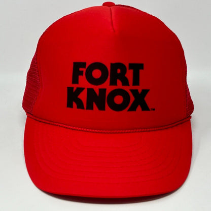Fort Knox Vintage 90s Trucker Hat Red Rope Corded Mesh Snapback Baseball Cap