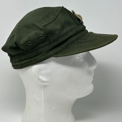 Vintage USMC Marines Utility Cover Hat OD Olive Green Military Cap 6 7/8