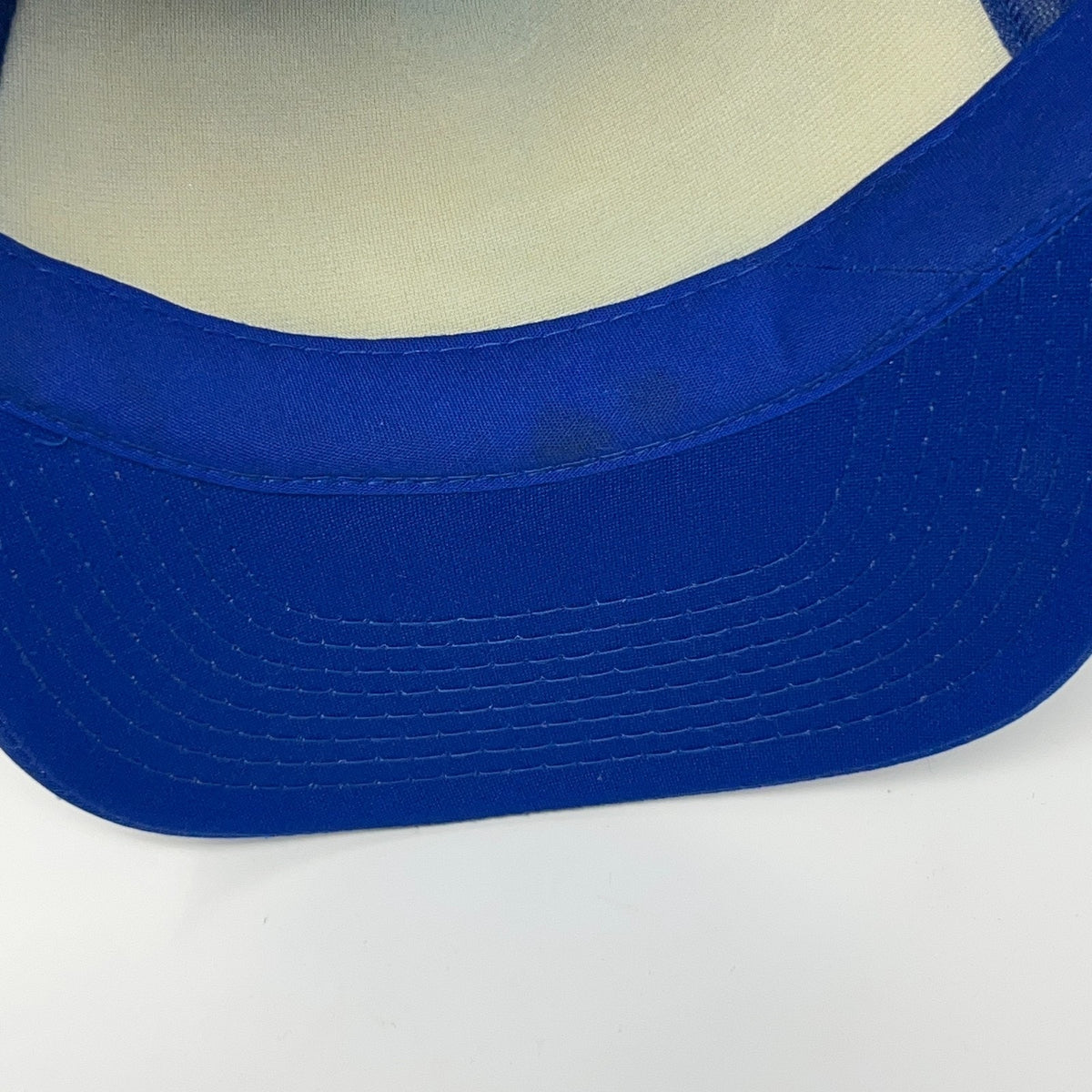 Vintage 80s RYBS Trucker Hat Baseball Cap Foam Front 5 Panel Mesh Snapback Blue