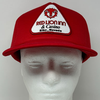 Vintage 80s Red Lion Inn Casino Elko Hat Baseball Cap Full Foam Snapback Red