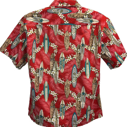 Camisa hawaiana de campamento vintage de los años 90 de Howie Surfboards, talla mediana, para surfistas, para hombre, color rojo