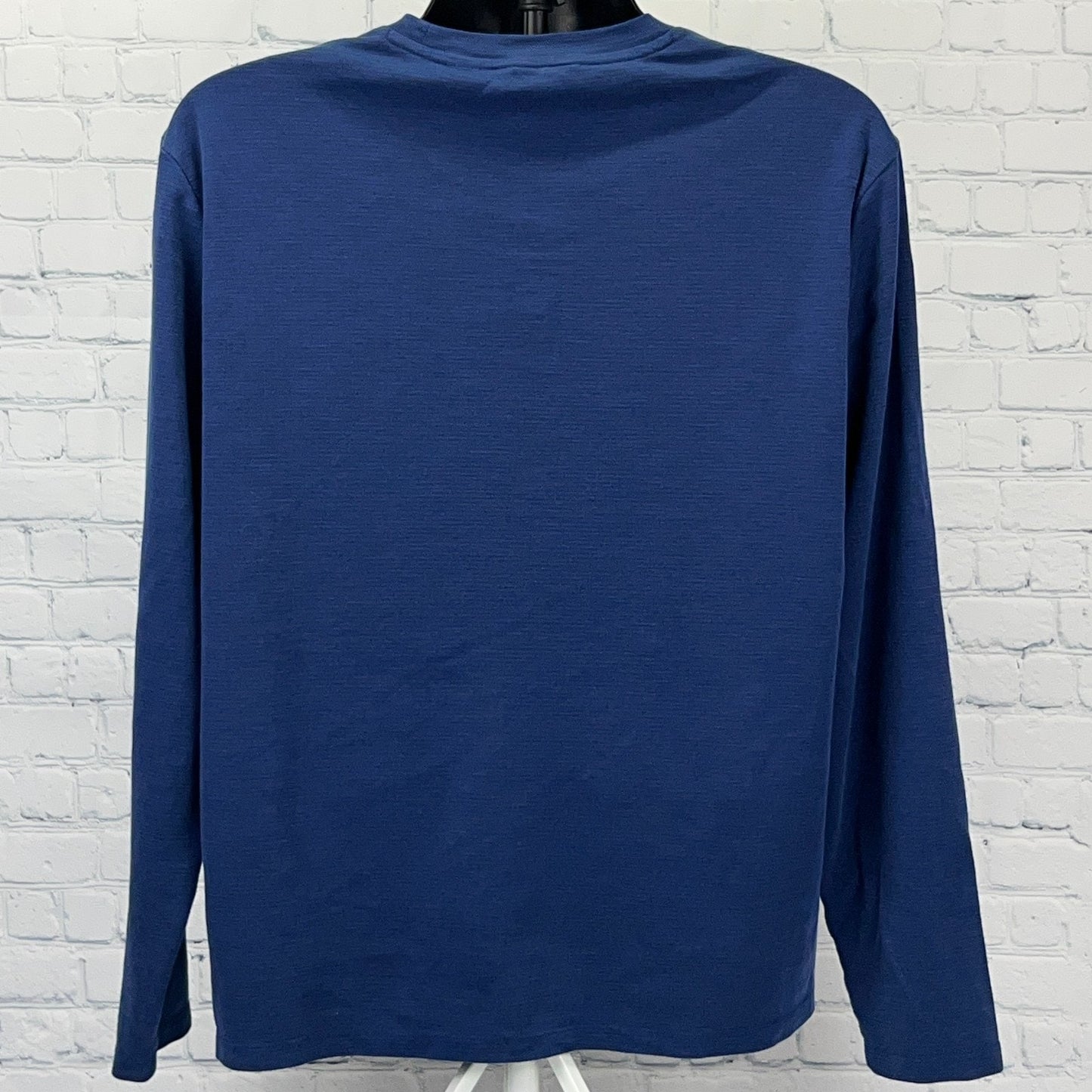 Calvin Klein T Shirt XL X-Large Blue Striped Spell Out Logo Long Sleeve Tee
