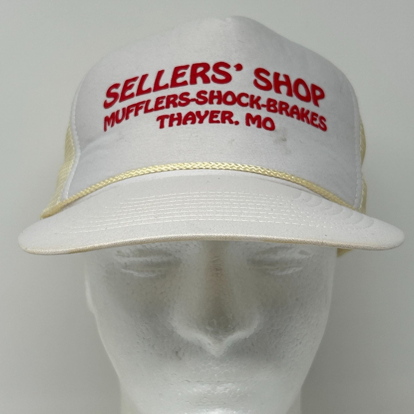 Vintage 80s Sellers Shop Thayer Trucker Hat Baseball Cap Missouri Snapback White - Neon Vintage