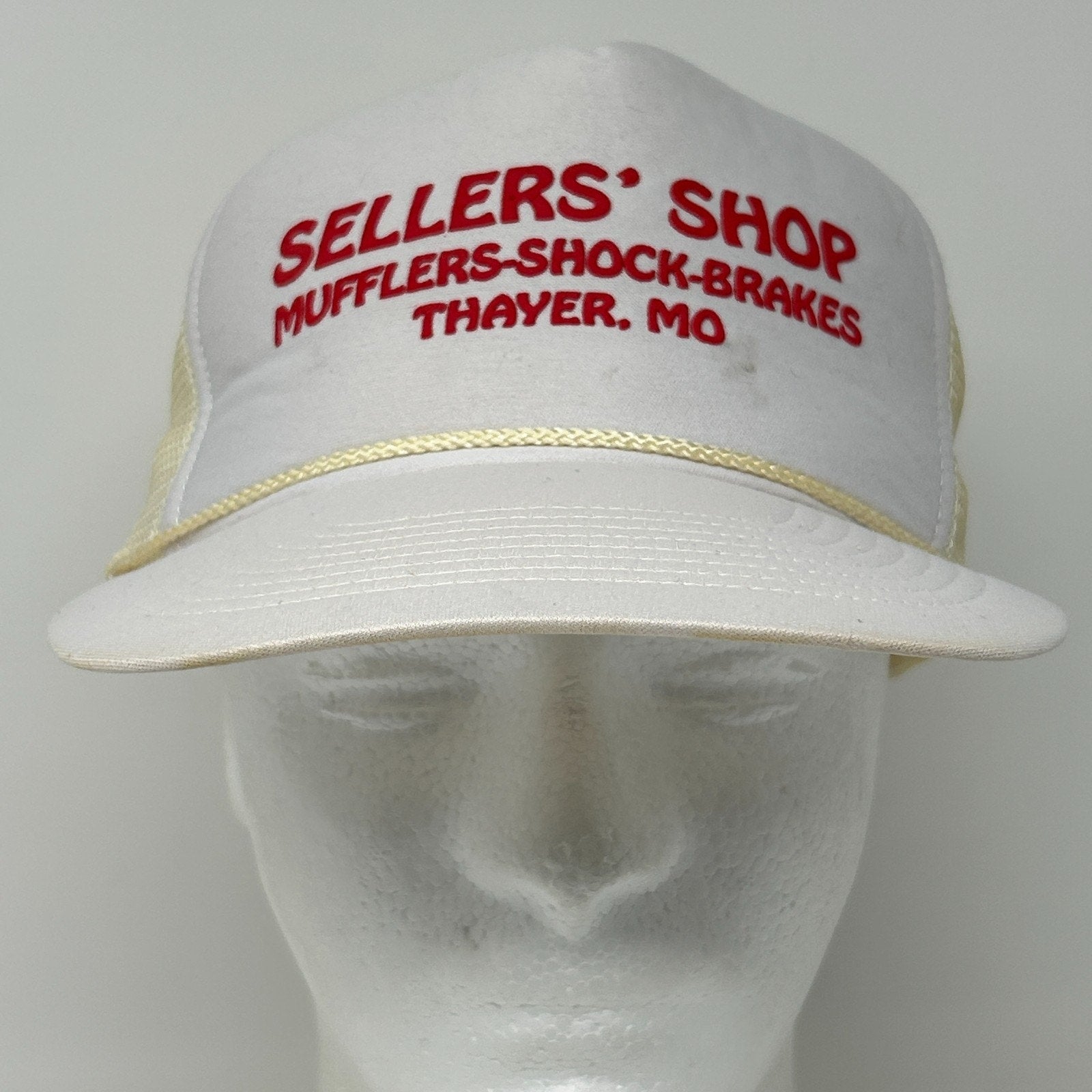 Vintage 80s Sellers Shop Thayer Trucker Hat Baseball Cap Missouri Snapback White - Neon Vintage