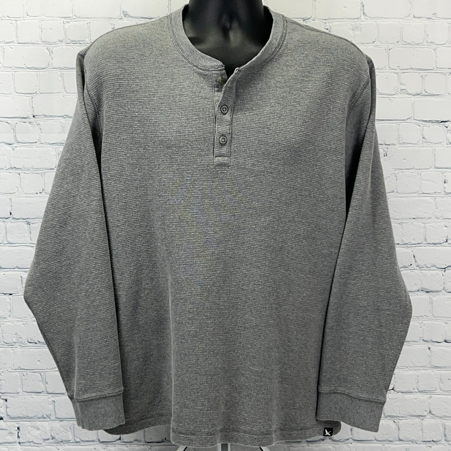 Eddie Bauer Thermal Henley XL X‑Large Gray Cotton Polyester Long Sleeve Shirt