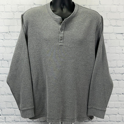 Eddie Bauer Thermal Henley XL X‑Large Gray Cotton Polyester Long Sleeve Shirt