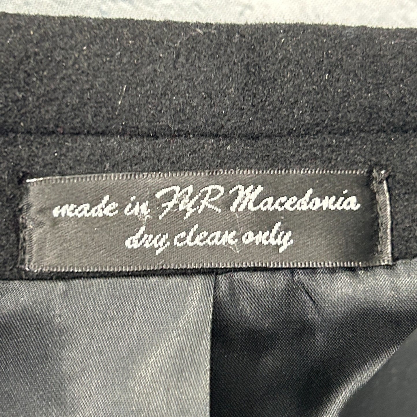 Vintage 90s Kasper Cashmere Blend Double Breasted Overcoat Black 42S 42 Short