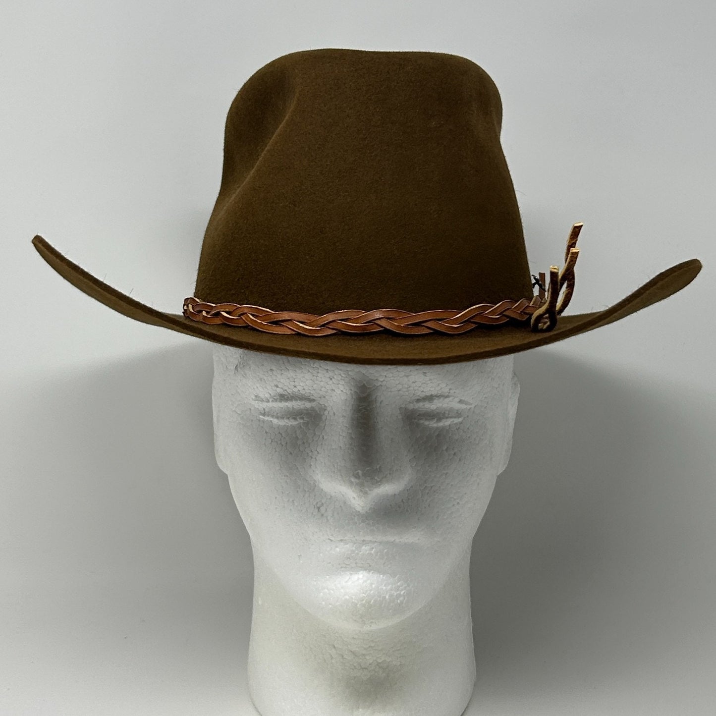 John B Stetson Company 3X XXX Beaver Cowboy Hat Western 3 Inch Brim Brown 6 7/8