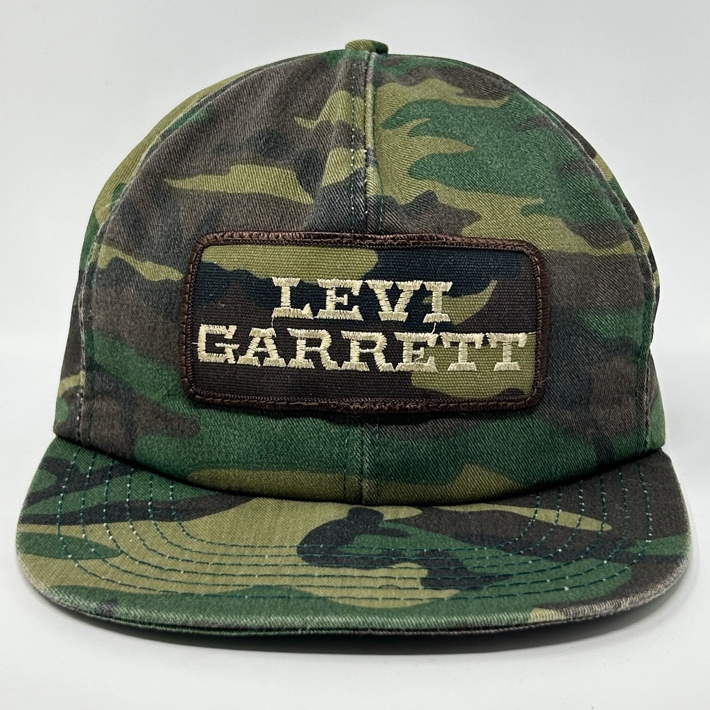 Vintage Levi Garrett Chewing Tobacco Hat Baseball Cap Camouflage Snapback Green