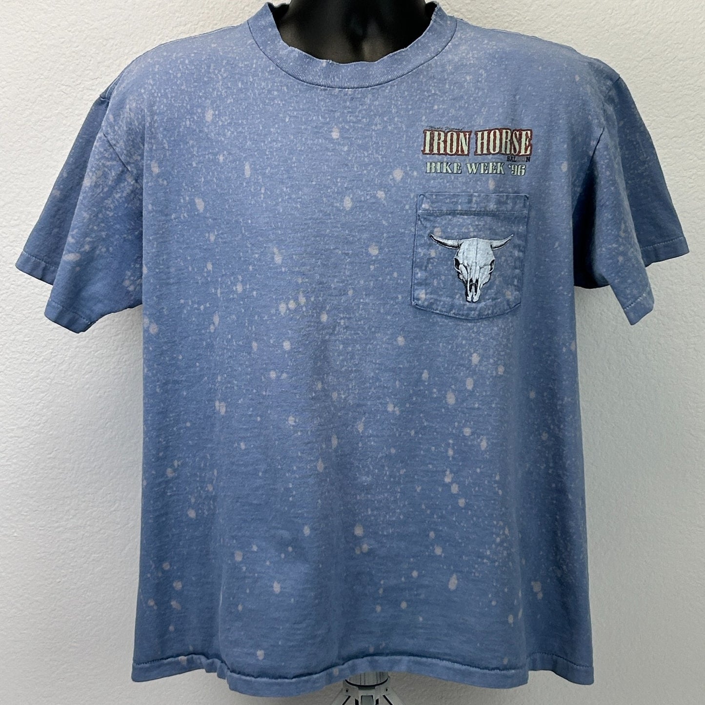 Vintage 90s Iron Horse Saloon Bike Week 1996 T Shirt Motorcycle USA Blue L Large