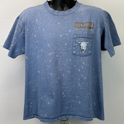 Vintage 90s Iron Horse Saloon Bike Week 1996 T Shirt Motorcycle USA Blue L Large