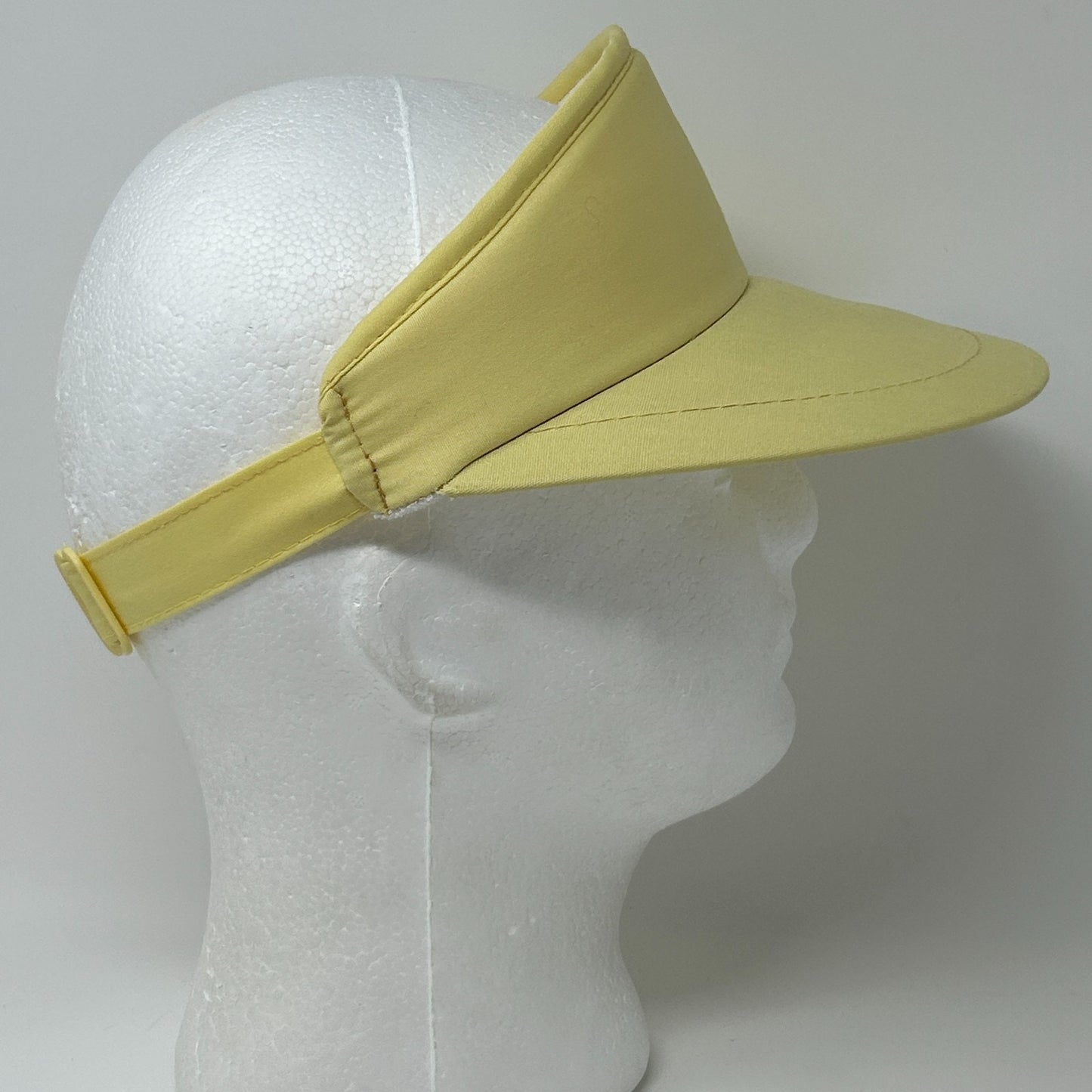 Vintage Blank Solid Visor Hat Cap Yellow 80s Strapback Golf Golfer Golfing