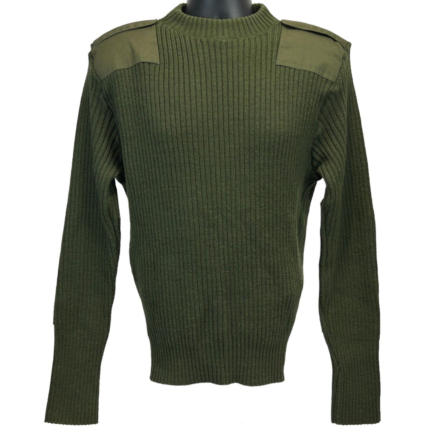 Mitts Nitts MIlitary Wool Sweater Large 44 Epaulettes Army Marines Mens Green