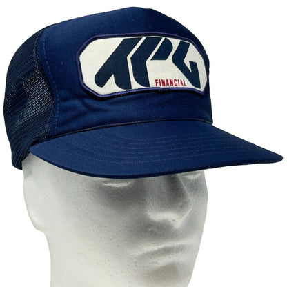 TPG Financial Patch Trucker Hat Vintage 70s Blue Mesh Snapback Baseball Cap