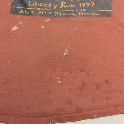 Vintage 90s Distressed Liberty Run T Shirt Tekamah Nebraska Orange XL X-Large