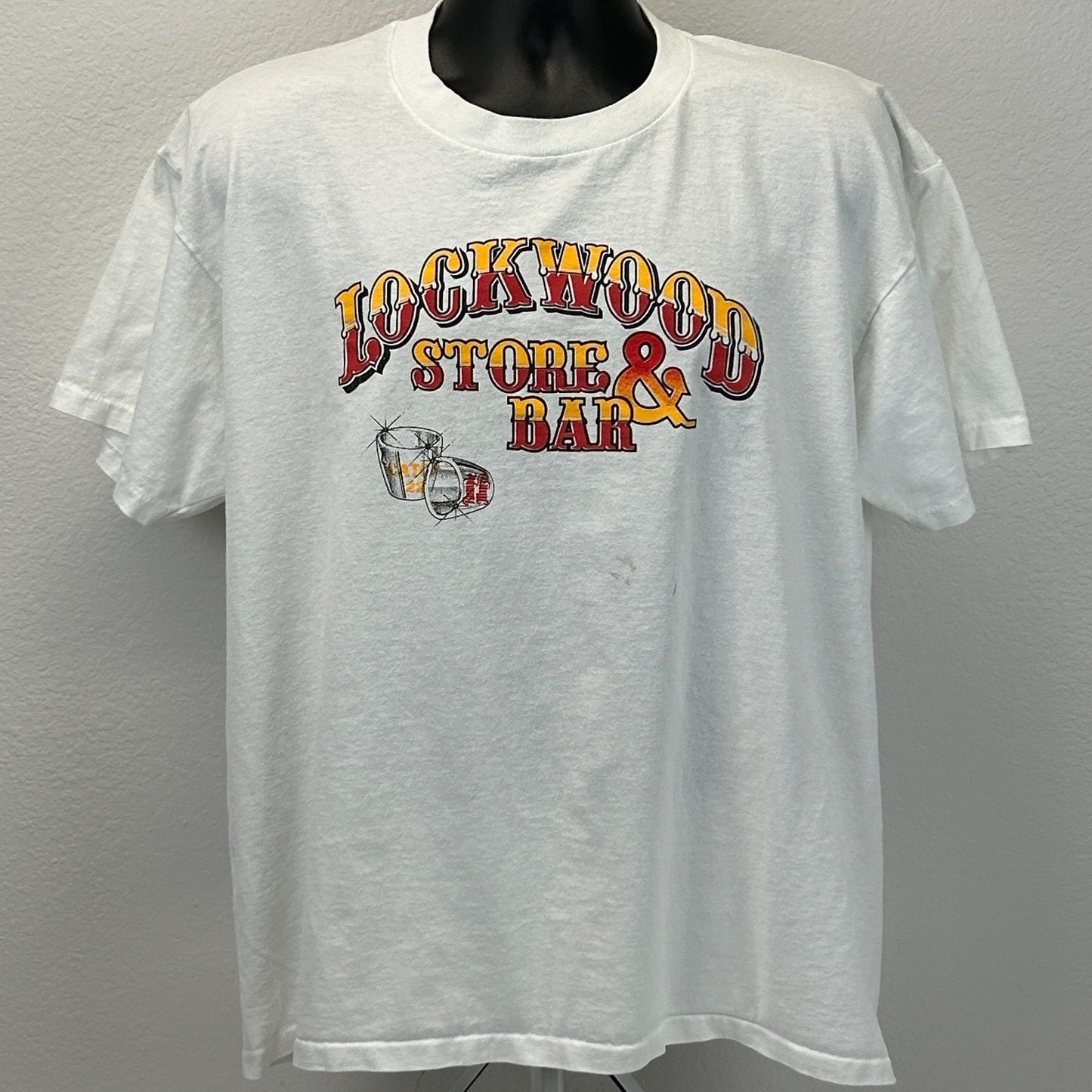 Vintage Lockwood Store and Bar T Shirt Mens XL X-Large White 90s Catch 22 Tee