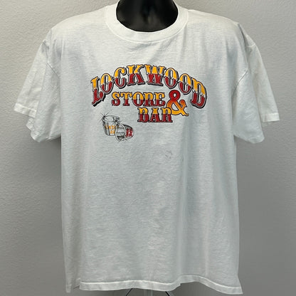Vintage Lockwood Store and Bar T Shirt Mens XL X-Large White 90s Catch 22 Tee