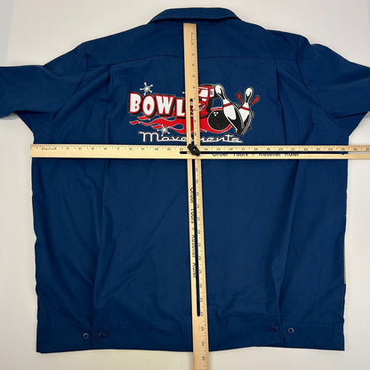 Bowl Movement Bowling Camp Shirt Button Front Bowler Toilet Hilton Blue L Large
