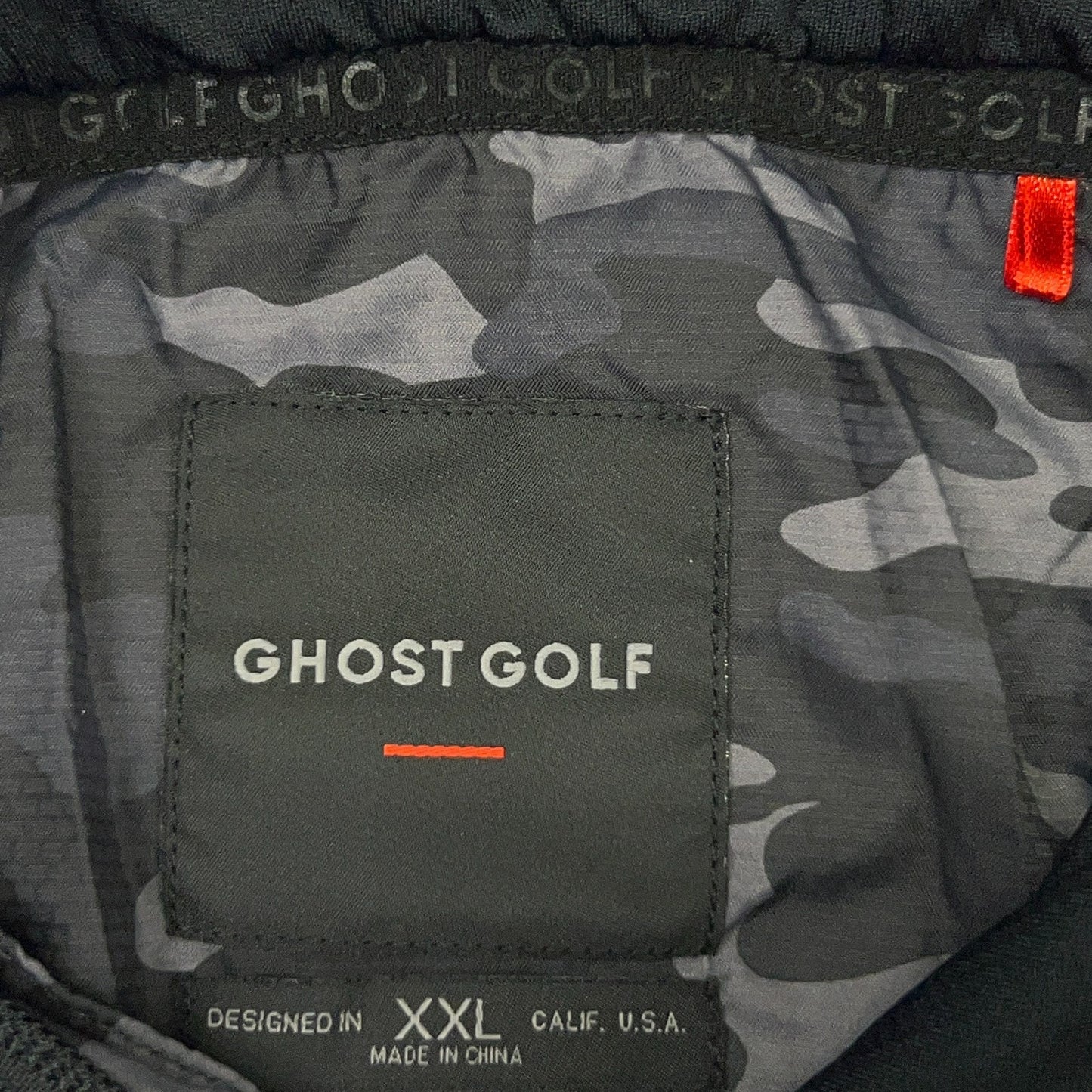 GHOSTGOLF Camouflage Windbreaker Hooded Jacket XXL 2XL Black Ghost Golf Golfer