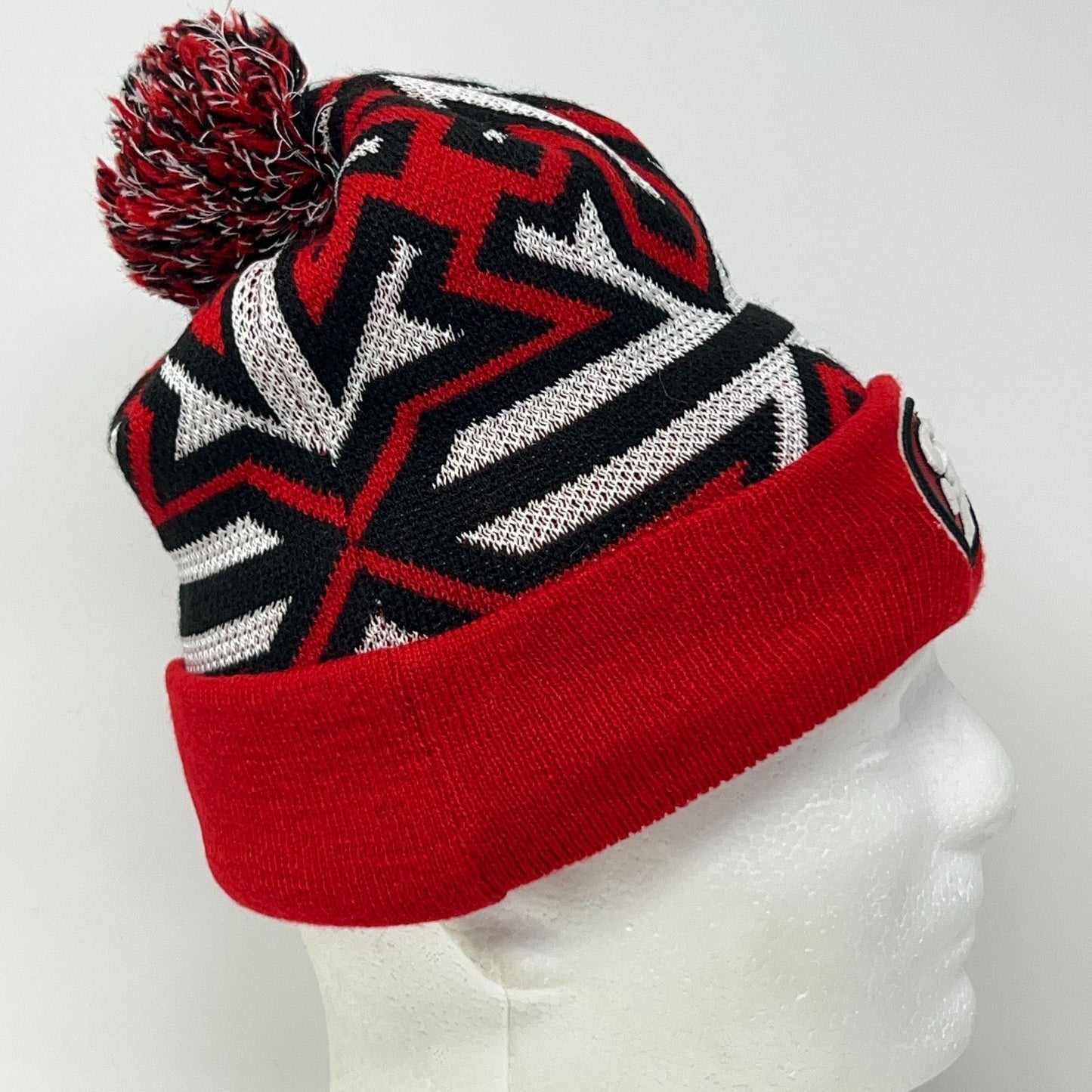 San Francisco SF 49ers Cuffed Pom Pom Beanie Toque Winter Hat NFL New Era Red