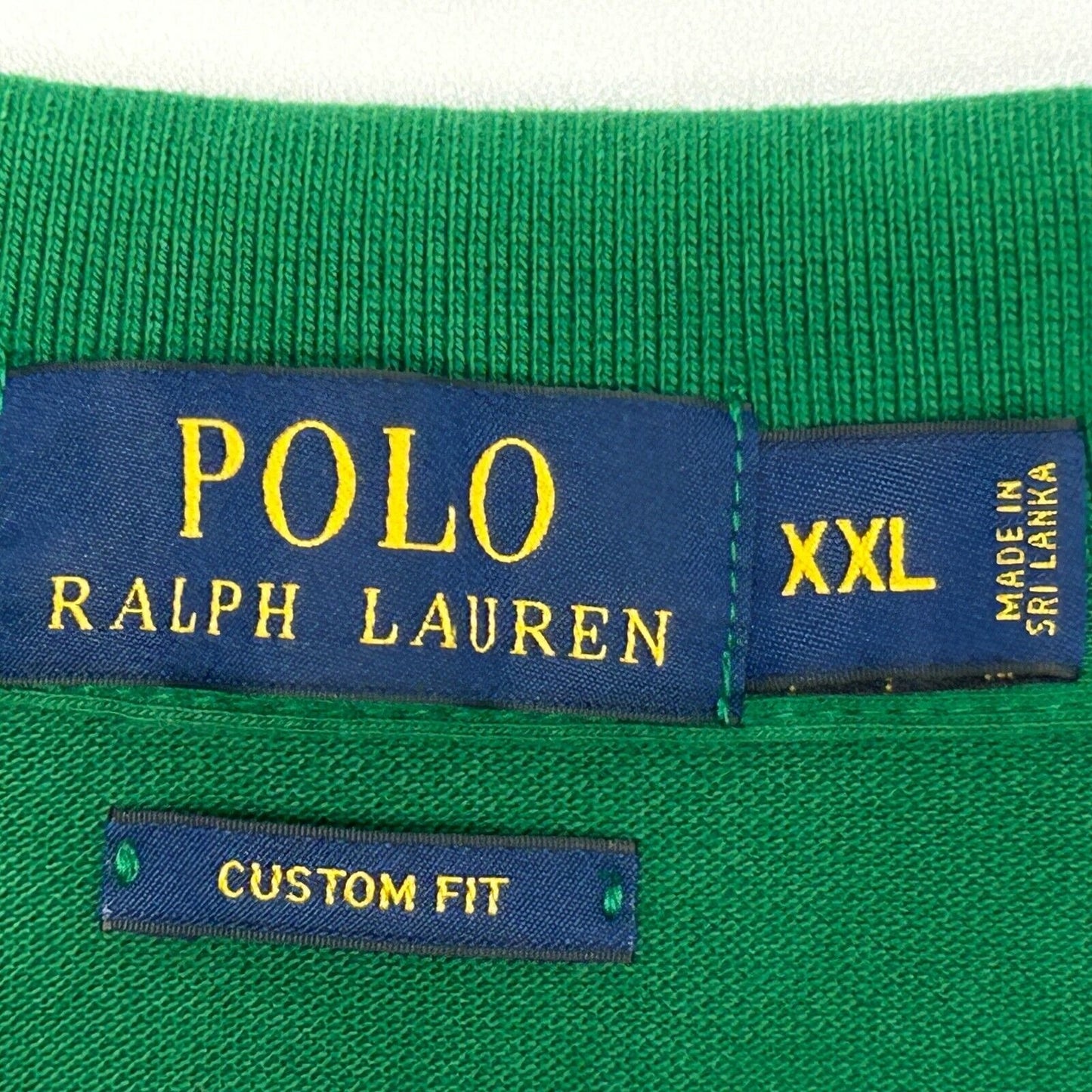 Polo Ralph Lauren para hombre XXL verde con estampado de poni morado y 3 rayas de ajuste personalizado y manga corta