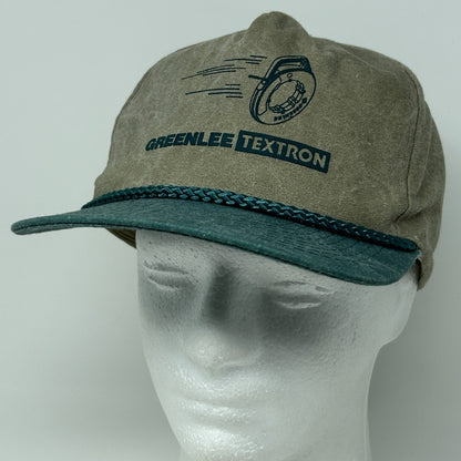 Vintage 90s Greenlee Textron Hat Baseball Cap Steel Fish Tape Snapback Beige