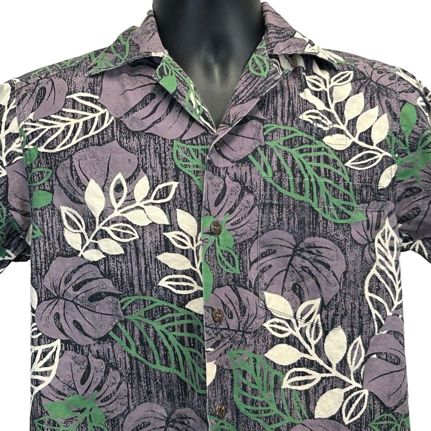 Go Barefoot Hawaiian Vintage 90s Camp Button Front Shirt XXS Floral Mens Gray