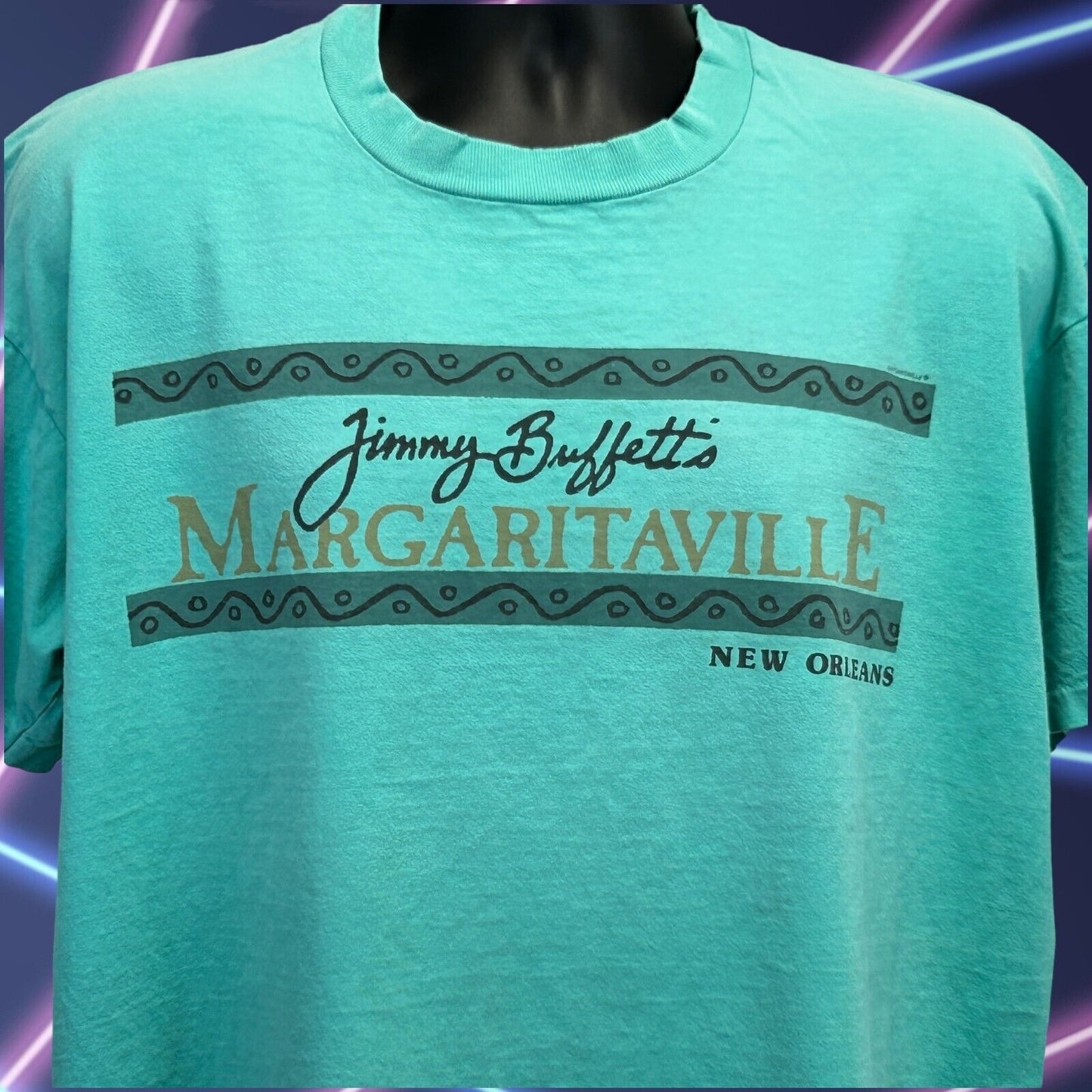 Camiseta vintage Jimmy Buffetts Margaritaville, talla extra grande, años 90, Nueva Orleans, para hombre, color verde