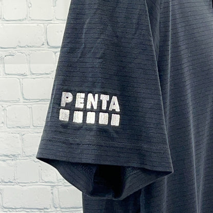 Travis Mathew Bayfront PENTA Polo Shirt Black Striped Short Sleeve Mens L Large