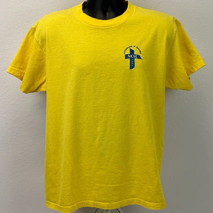 Vintage Y2Ks NYCY Archdiocese of Dubuque T Shirt Catholic Iowa Yellow L Large