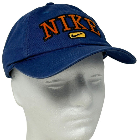 Gorra de béisbol Nike con correa trasera azul de seis paneles con logotipo Swoosh OSFA de algodón