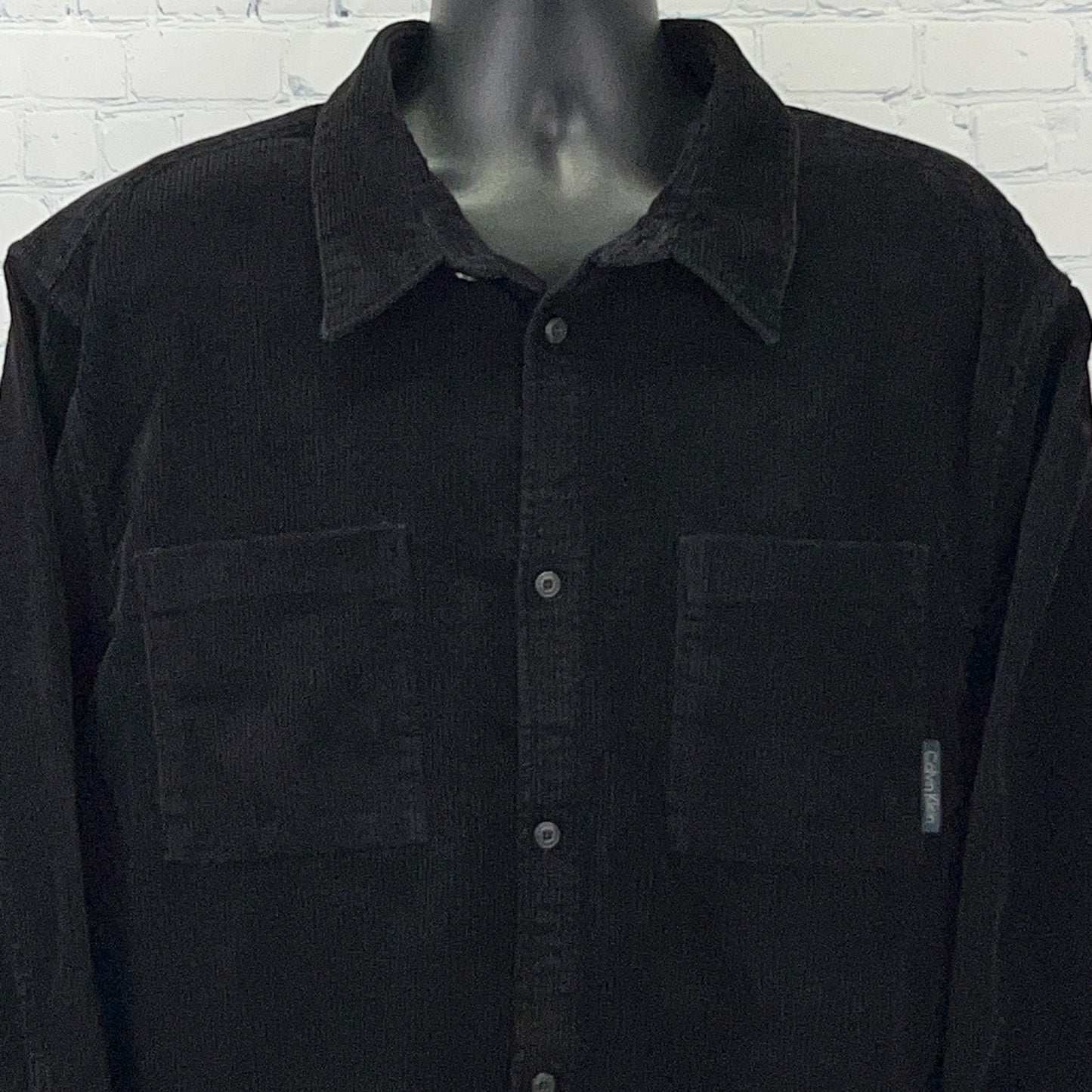 Calvin Klein Jeans Corduroy Shirt Black Button Up Long Sleeve Mens XXL 2XL