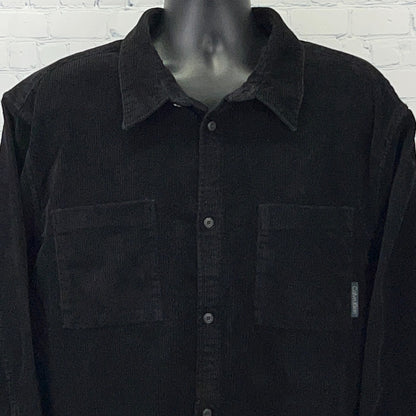 Calvin Klein Jeans Corduroy Shirt Black Button Up Long Sleeve Mens XXL 2XL