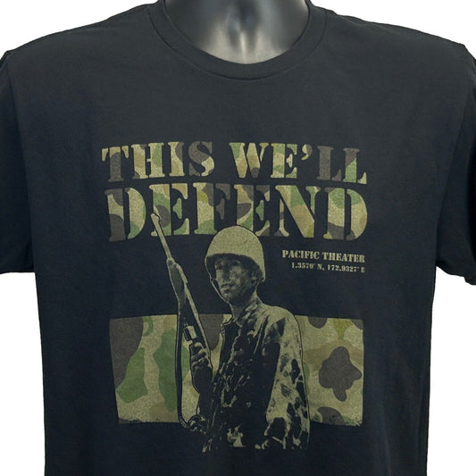 Grunt Style This We'll Defend Pacific Theater T Shirt Medium WWII War Mens Black