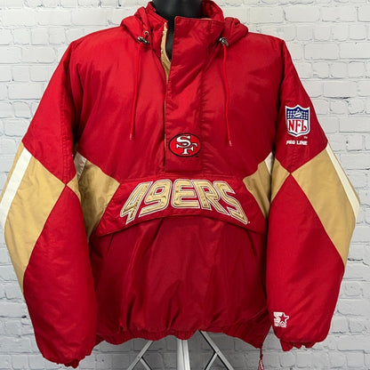 Vintage San Francisco 49ers Starter Pro Line Jacket XXL 2XL Red Anorak Pullover