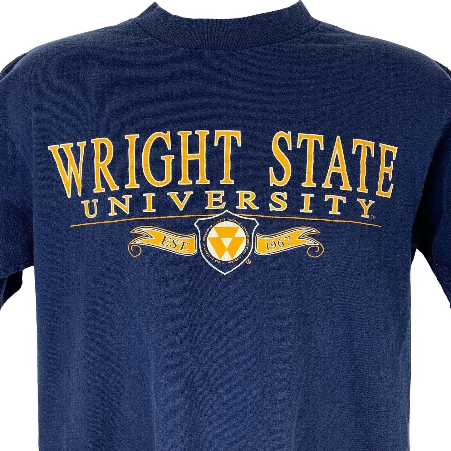 Wright State University Raiders Vintage 90s T Shirt Large WSU USA Made Mens Blue