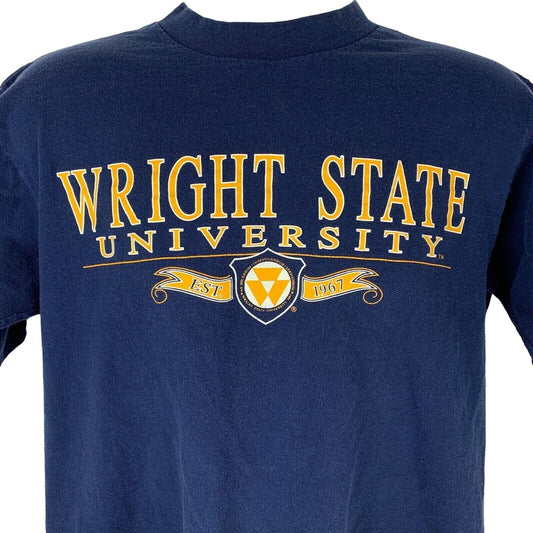 Wright State University Raiders Vintage 90s T Shirt Large WSU USA Made Mens Blue