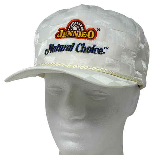 Vintage 80s Jennie-O Turkey Store Hat Cap White Thanksgiving Strapback Rope Cord