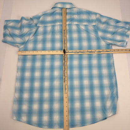 Dixxon Flannel Co Bel Air Pearl Snap Button Front Shirt SS Plaid Blue XL X-Large