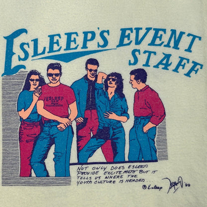 Esleep Vintage 90s Lounge Pajama Sleep Pants Unisex Large Event Staff 1999 Beige