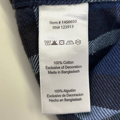 Jachs Mfg Heritage Flannel Button Front Shirt L Large Blue Plaid Pockets Cotton
