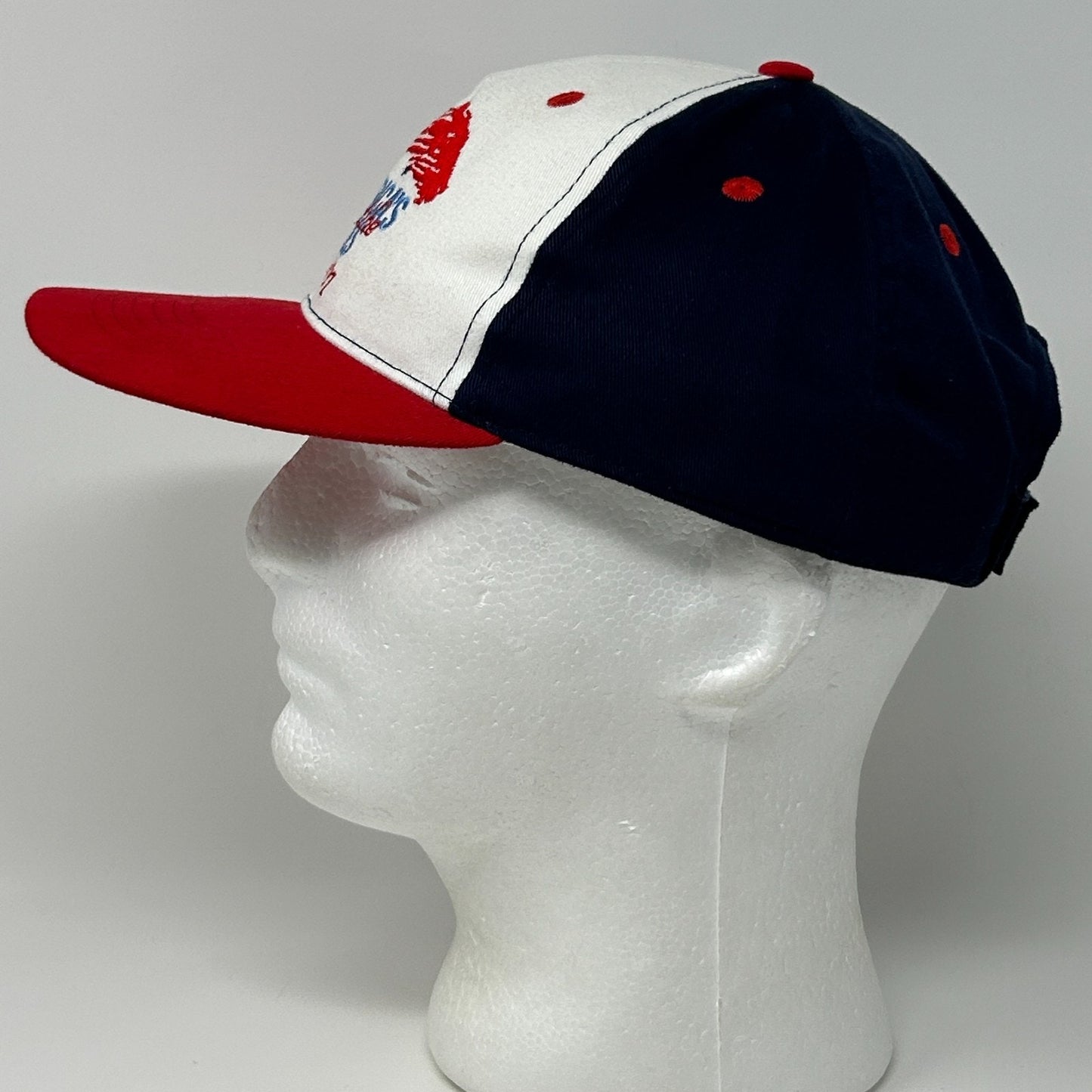 Vintage 90s Bay Meadows Racetrack Hat Baseball Cap Horse Racing Strapback Blue