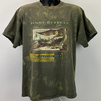 Vintage 90s Jimmy Buffett Barometer Soup Tour T Shirt 1995 Concert Green L Large