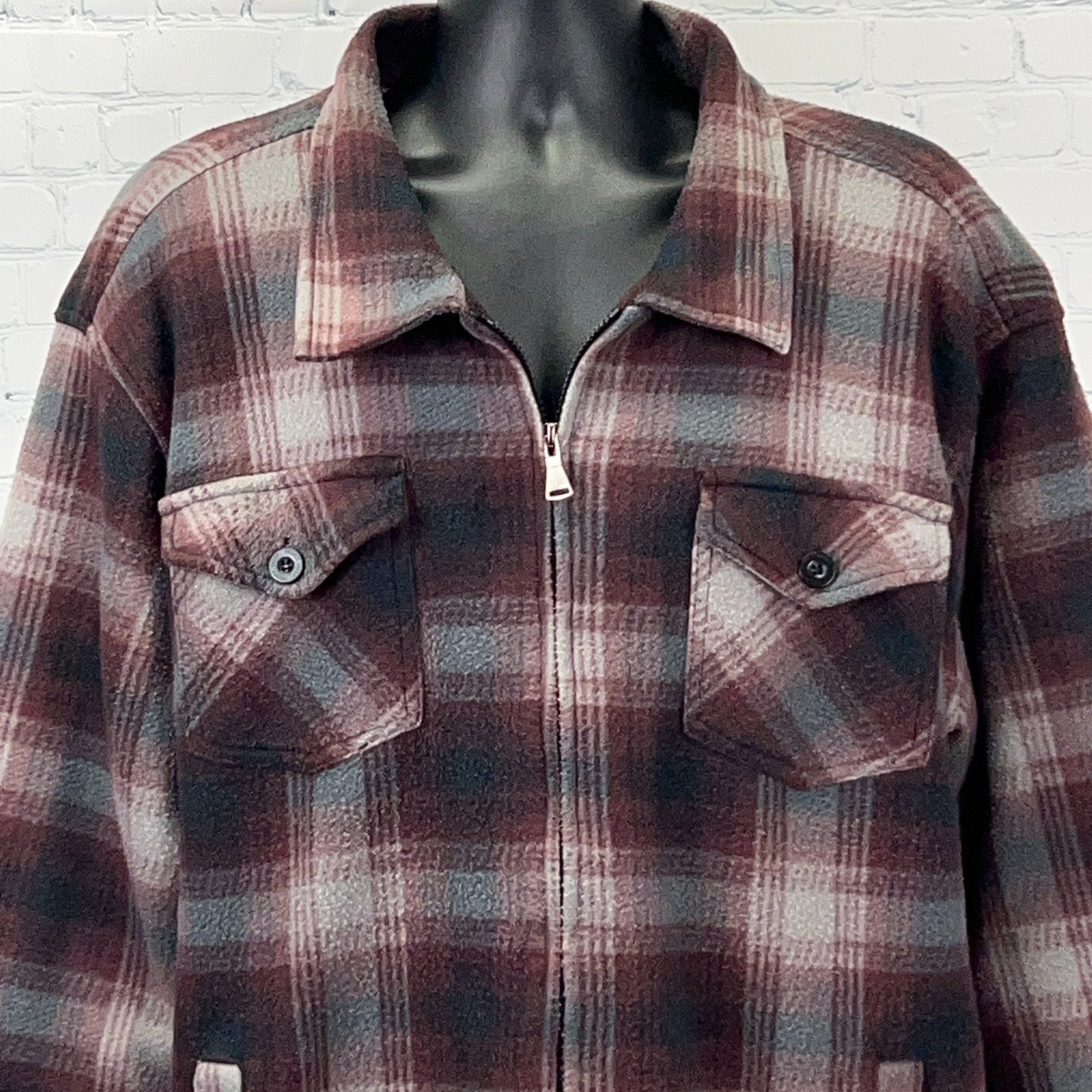 Walnut Creek Plaid Flannel Shirt Jacket Mens 2XL XXL Red Fleece Sherpa Lined