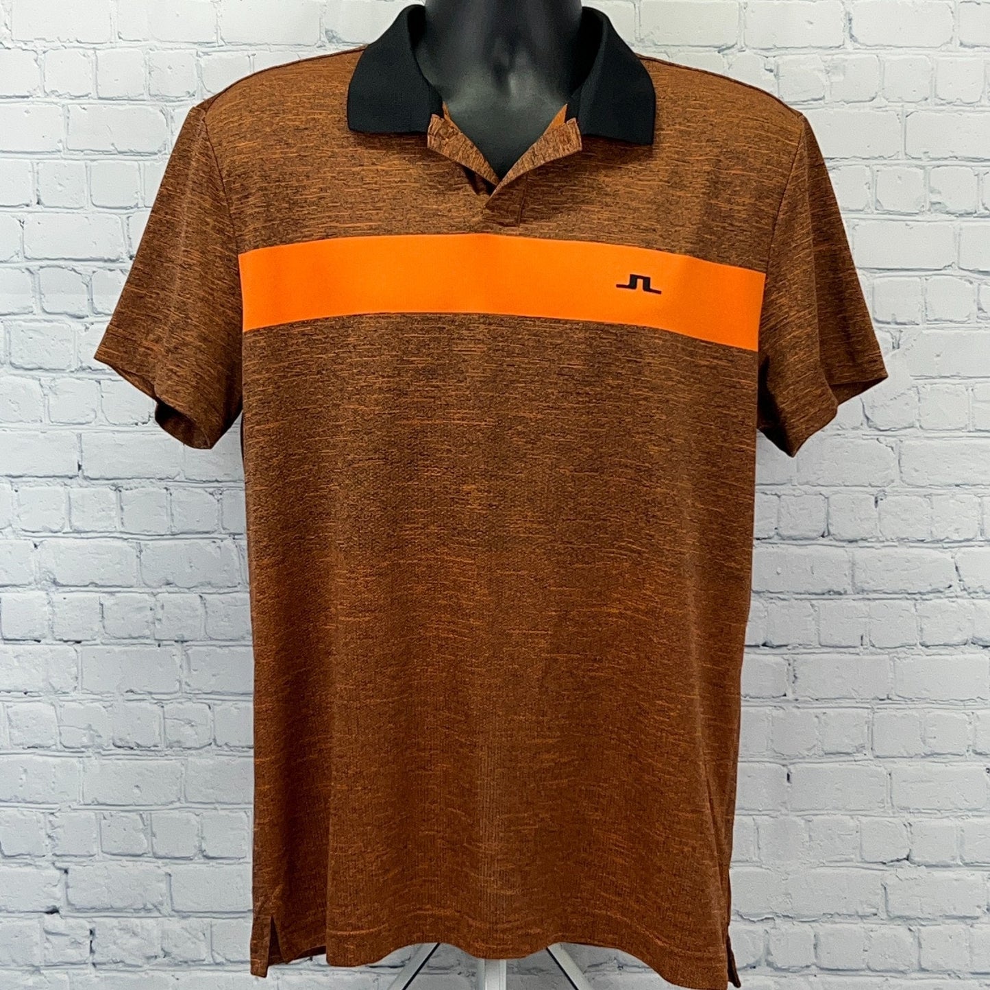 J.Lindeberg Jay Slim Fit Golf Polo Shirt L Large Orange Golfer Golfing Stretch
