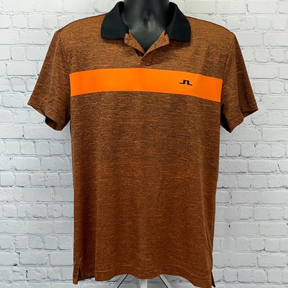J.Lindeberg Jay Slim Fit Golf Polo Shirt L Large Orange Golfer Golfing Stretch